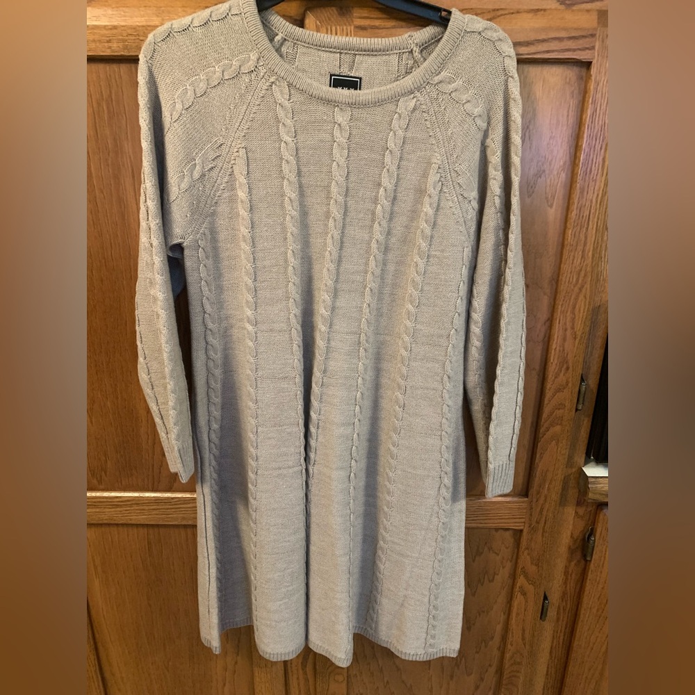 Elegant Beige Cable Knit Dress